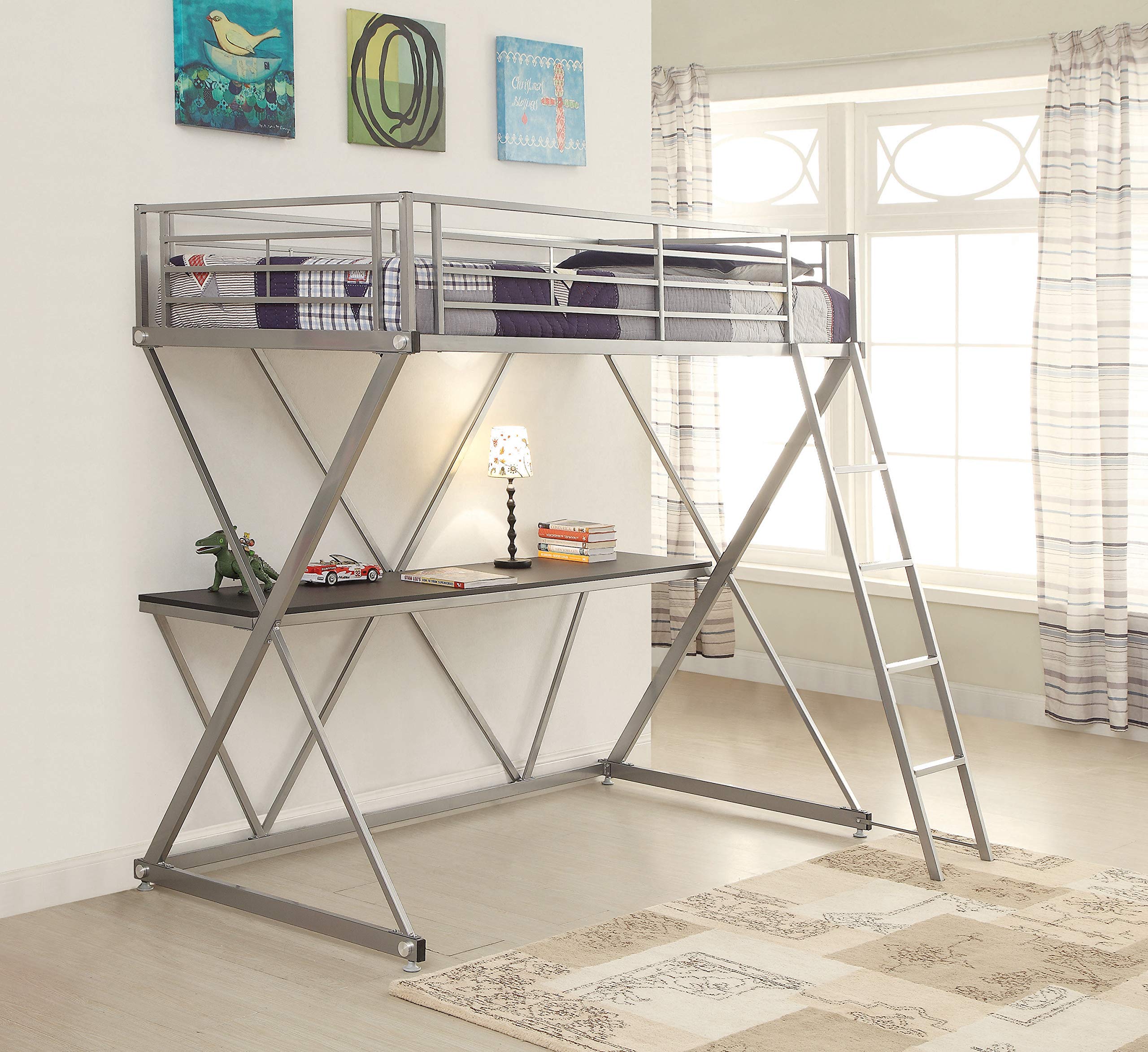 Coaster Twin Workstation Loft Bed Silver 400034T
